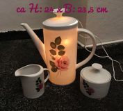 Beleuchtete Kaffeekanne ♥ Einzigartig♥ Geschenk ♥ Vintage ♥ Unikat - Rose rosa