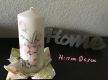 Kerzen * weiß * h: 170 mm - Unikat - Rosen vintage