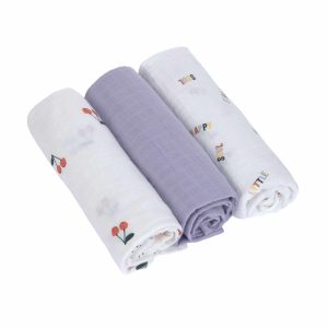 Lässig - Mulltücher (3 Stk) - Swaddle & Burp Blanket L Happy Fruits Cherry
