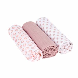 Lässig - Mulltücher (3 Stk) - Swaddle & Burp Blanket L Little Chums Stars Light Pink