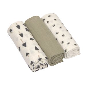 Lässig - Mulltücher 3er Set 85 x 85 cm Little Forest Olive