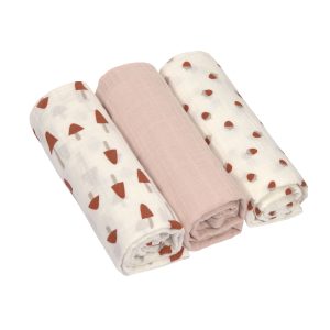 Lässig - Mulltücher 3er Set 85 x 85 cm Little Forest Powder Pink