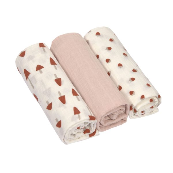 Lässig - Mulltücher 3er Set 85 x 85 cm Little Forest Powder Pink