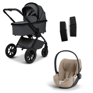 Moon GIO+ Kombikinderwagen Set 3in1 inkl. Cybex Cloud T plus i-Size Babyschale Anthrazit/Cozy Beige
