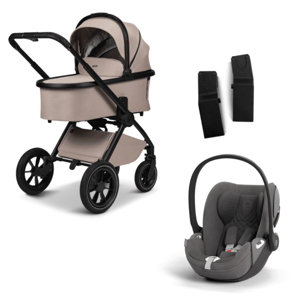 Moon GIO+ Kombikinderwagen Set 3in1 inkl. Cybex Cloud T plus i-Size Babyschale Sand/Mirage Grey