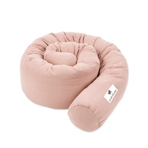 personalisierte Bettschlange Musselin 180cm mit Namen - Dusty Rose 1